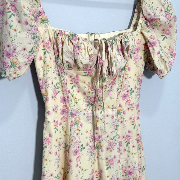 House of CB “Tallulah” Lemon Floral Puff Sleeve Midi Dress – Small - Picture 11 of 13